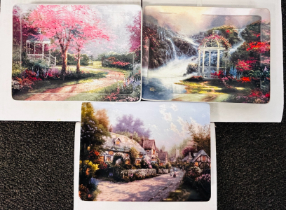 (3) Collectible Thomas Kinkade Plates With Certificates Of Authenticity