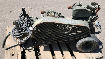 Antique Army Wheelbarrow Air Compressor