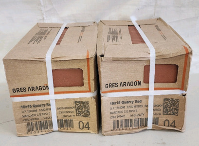 (2) Boxes Of 23 CT Gres Aragon 15x15 Quarry Red Tiles!