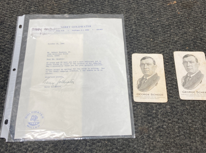 Barry Goldwater Signed Letter And George Scheer Political Cards