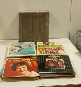 (1) Assortment of Vinyl Records and (1) New in the Box Cowboy Hat