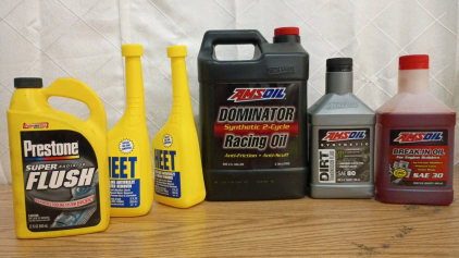 1) Amsoil Dominator Racing Oil Synthetic 2-Cycle 1gal, (1) Quart Amsoil Synthetic Transmission Fluid SAE80, (1) Quart Amsoil Break-in Oil SAE30 and More
