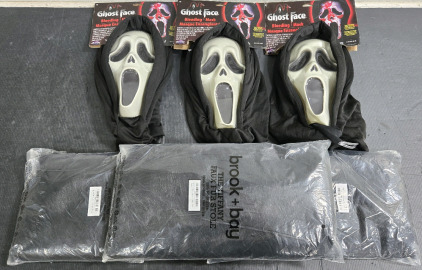 (3) Ghost Face Bleeding Horror Masks & (3) Faux Fur Shawls