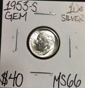 1953-S MS66 Gem Silver Roosevelt Dime
