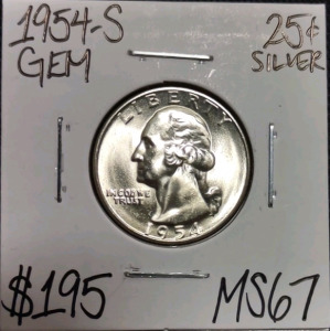 1954-S MS66 Gem Silver Washington Quarter