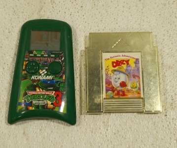(1) Rare Vintage Ninja Turtles 3 KONAMI Handheld Game System and (1) Rare Nintendo NES Bootleg Game Cartridge