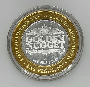 Golden Nugget $10 Gaming Token, .999 Fine Silver, Las Vegas NV