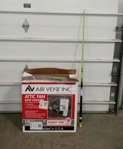 (1) Roof Mounted Attic Fan in the Box and (1) Pool Stick