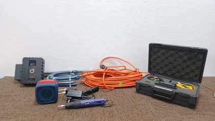 Ring Camera. Extention Cord. Bluetooth Speaker. Flash Light. Andis Dremel. Horse Shoe Game & More.
