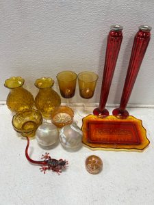 Red, Amber Vintage Glass