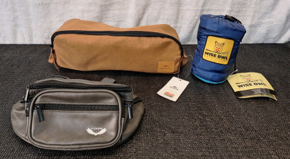 (1) Olemarr Waist Pack, (1) Naturehike Moon Chair & Wise Owl Single Hammock