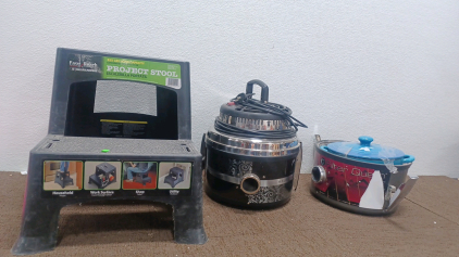 Project stool & Cooking pots.
