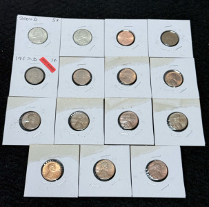 (2) Nickels 1999-2004 (13) Pennies 1953-2010