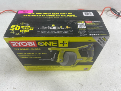 (1) Ryobi ONE 18v Drain Auger