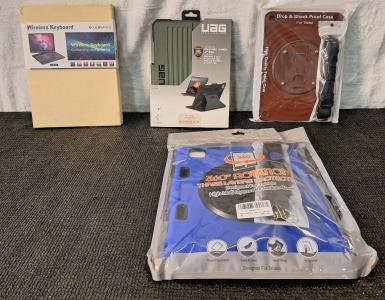 (1) Wireless Keyboard For iPad & (3) Assorted iPad Cases