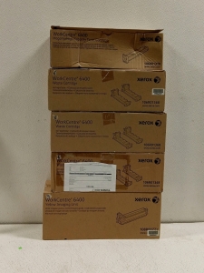 (3) Work Centre 6400 Easter Cartridges, (1) Magenta High Capacity Toner Cartridge, and (1) Yellow Imaging Unit