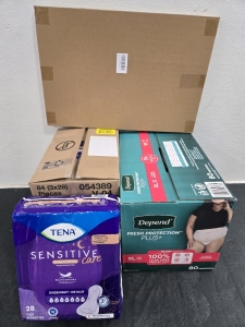 3-Packs (28 Count) of Tena Sensitive Care Pads , Box (80 Count) Depend Fresh Protection+ Adult Underwear , Canvas Wall Art