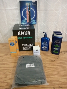 Table To Firepit, (2) Men's Nivea Body Wash, Drop Leg Tactical Bag with Holster, 2pk Sonic Electric Toothbrush and Whole Box Amazon Overstock