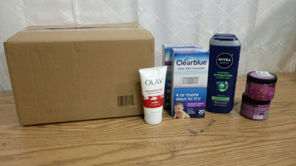 Play Brainy 72pc Marble Run, (2) As I Am Lilac Curl Hair Color, (2) Clear Blue Ovulation Test 20pk, (2) Men's Nivea Body Wash and Whole Box Amazon Overstock