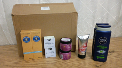 68oz Glass Pitcher with Lid, (2) As I Am Lilac Curl Hair Color, (2) Men's Nivea Body Wash and Whole Box Amazon Overstock