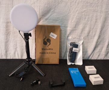 (1) 6" USB Powered Ring Light W/ Tripod, Piviot, Cell Phone Holder Mount, (1) 7-Port USB Hub, (1) USB-C To USB-C Cable & (2) 8-Piece AA Rechargeable Battery Sets