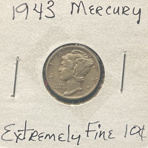 1943 Mercury Dime, Denver Mint, 90% Silver, 10% Copper