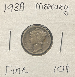 1938 Mercury Dime, Denver Mint, 90% Silver