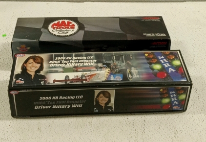 (1) Hilary Will 2006 KB Racing Dragster New in Box and (1) Max Tools Collector's Club Dragster New in Box