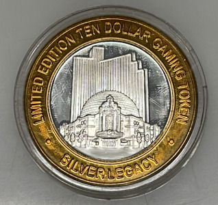 Silver Legacy 8th Anniversary $10 Gaming Token .999 Fine Silver, Reno