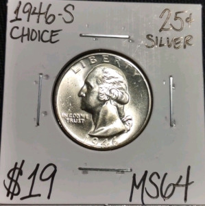 1946-S MS64 Choice Silver Washington Quarter
