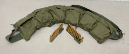 (120) Rounds Of .30 Cal Carbine Ammo Clips with Olive Drab Bandolier