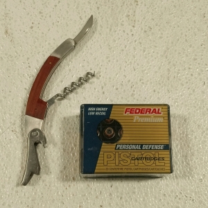 (1) Box of Federal Brand .40 S&W 135 Grain Pistol Cartridges and (1) Food and Wine Folding Utility Knife With Corkscrew
