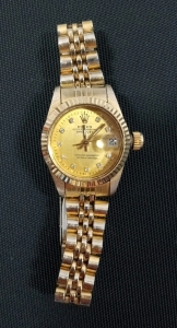 (1) Rolex 26mm Gold Datejust Fluted Bezel Diamond Dial Women's Watch Unverified