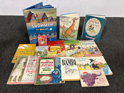 Vintage Children's Books Includes: little Bear, Snowmen at Night, Danny And The Dinosaur, Ghosts Who Went To School, Bambi, Alice in Wonderland and More