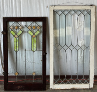 (2) Antique Church Windows / (1) 20&rdquo; L x 36&rdquo; H / (1) 21&rdquo; L x 41.5&rdquo; H