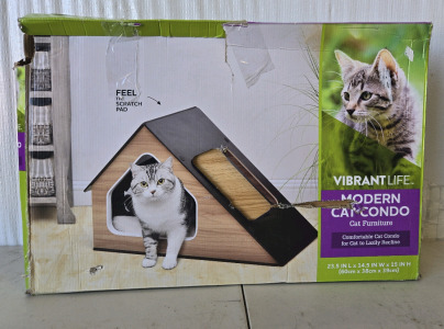 Vibrant Life Modern Cat Condo with Sisal Scratching Pad & Washable Mat