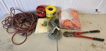 Bolt Cutters, Metal Wire, Caution Tape, Extension Cord