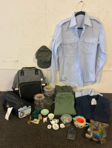Air Force Uniform Pieces, Tire Cable Chains, Diaper Bag, Kitchen Jars, Glassware & Samsung Phone