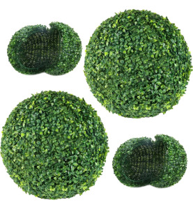 AILANDA 2 PCS 21 inch 8 Layers Artificial Plant Topiary Ball Outdoor UV Resistant Faux Boxwood Decorative Balls for Backyard, Balcony, Garden, Wedding Hanging and Home D&eacute;cor (Dark Green)