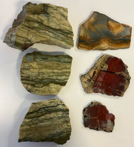 Picture Jasper, Red Jasper & Green Jasper Cut Polished Stone