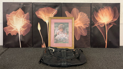 B Markowsky Purse, (4) 20-1/2&rdquo;x14-1/2&rdquo; Floral Canvas Prints & Framed Artwork