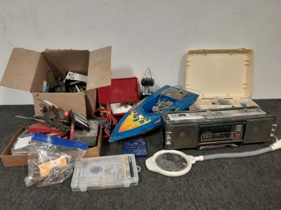 RC Gas Engine Boat, Panasonic RX-FM40 AM/FM Stereo Boombox Cassette Recorder and Player, Tools, Accessories, Hot Glue Gun, Necklace Making Set & More