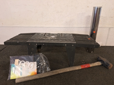 Sears Craftsman 25444 router table 34" x 13" x 11", Sledge Hammer, Textile Shower Curtain & Furnace Exhaust