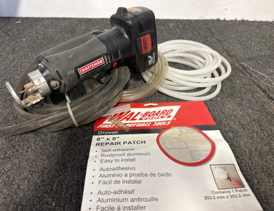 Craftsman 19.2 Volt Cordless Cut Out Saw, Model 11582 with DieHard Battery, Drywall 8&rdquo;x8&rdquo; Repair Patch, and Miscellaneous Tubing.
