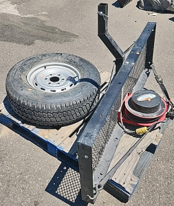 Spare Tire Firestone Steelex LT245/75R16 With a 6Hole Rim Cargo Tray For Behind Pickup/Cart With Mounted Cord Reel and Cord For Generator