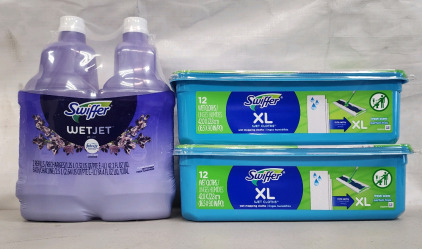 Swiffer Lot- Including (2) Packages Of 12 CT Swiffer XL Wet Cloths And A 2 Pack Of Lavender Swiffer Wet Jet Refills