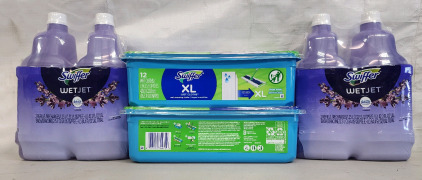 (4) Wet Jet Refills, And (2) Packages of 12 CT Swiffer XL Wet Cloths.