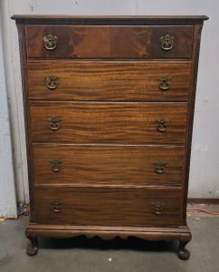 35.5"&times;21.5"&times;51" 5 Drawer Wooden Dresser