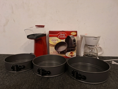 Betty Crocker Set of 3 Springform Pans, Mr. Coffee Coffee Maker & Presto Popcorn Maker