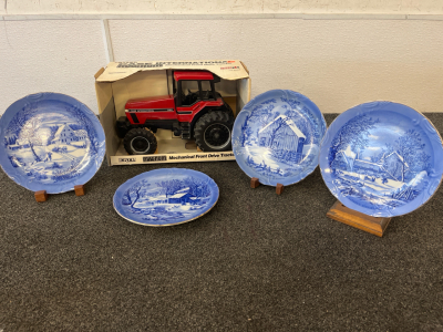 The Homestead In Winter Decorative Plates, And A Magnum Mechanical Front Drive Tractor